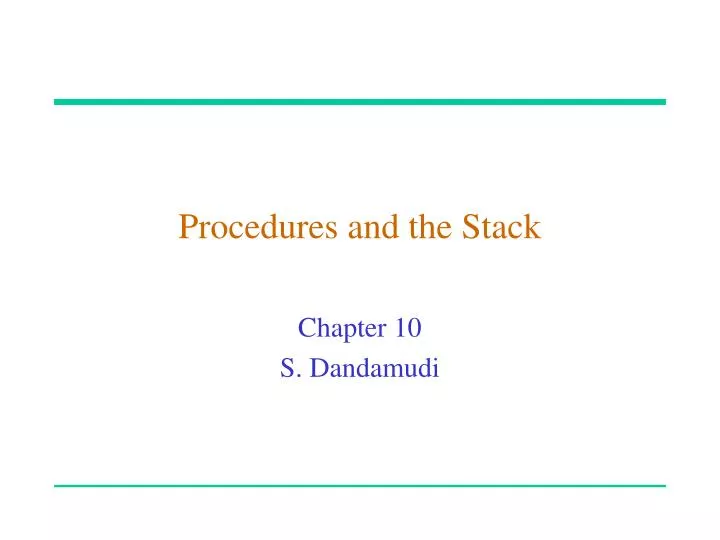 procedures and the stack