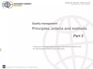 Principles, criteria and methods Part 2