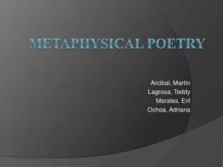 Metaphysical Poetry