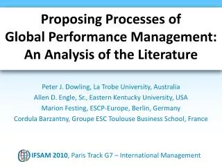 Proposing Processes of Global Performance Management: An Analysis of the Literature