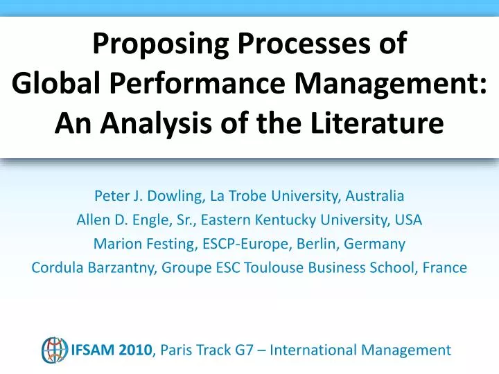 proposing processes of global performance management an analysis of the literature