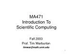 MA471 Introduction To Scientific Computing - slide 1