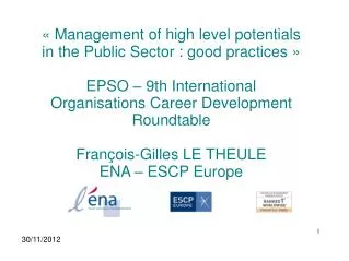 « Management of high level potentials in the Public Sector : good practices »