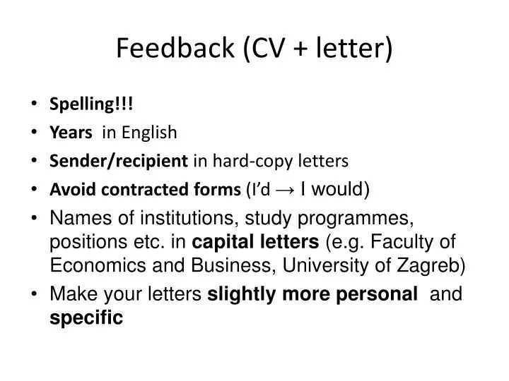 feedback cv letter