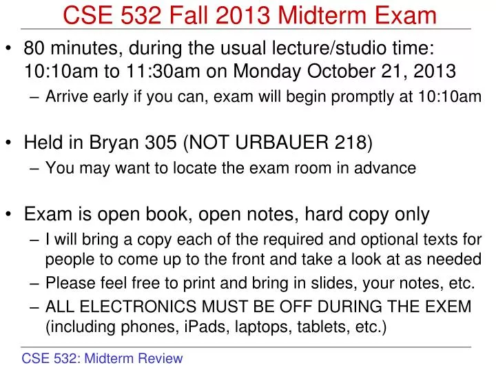 cse 532 fall 2013 midterm exam