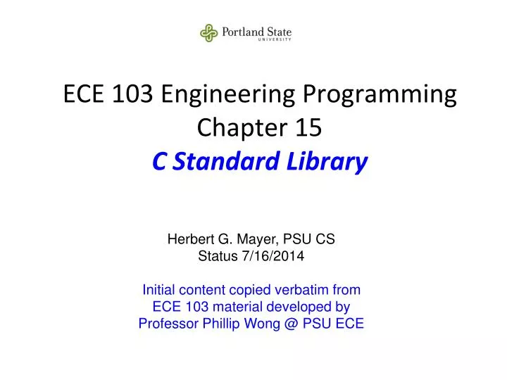 ece 103 engineering programming chapter 15 c standard library