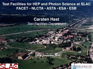 Test Facilities for HEP and Photon Science at SLAC FACET ? NLCTA ? ASTA ? ESA ? ESB