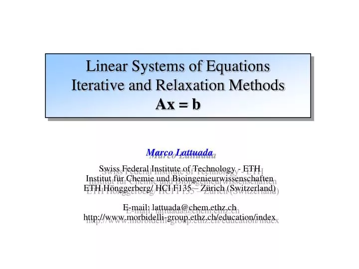linear systems of equations iterative and relaxation methods ax b