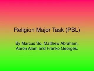 Religion Major Task (PBL)