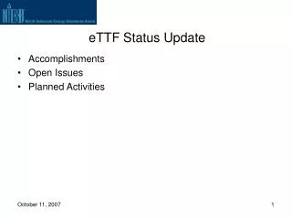 eTTF Status Update