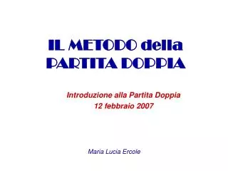il metodo della partita doppia