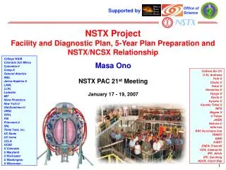 NSTX Project Facility and Diagnostic Plan, 5-Year Plan Preparation and NSTX/NCSX Relationship