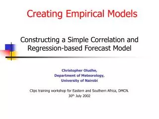 Creating Empirical Models