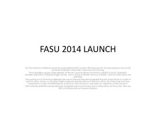 FASU 2014 LAUNCH