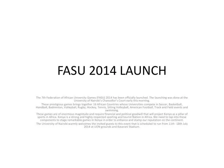 fasu 2014 launch