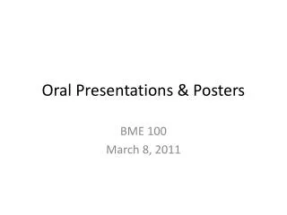 Oral Presentations &amp; Posters