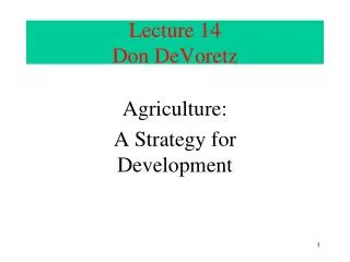Lecture 14 Don DeVoretz