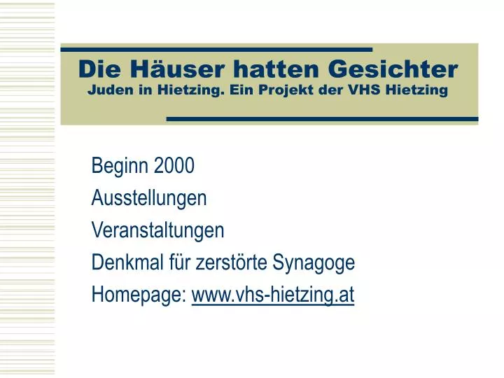 die h user hatten gesichter juden in hietzing ein projekt der vhs hietzing