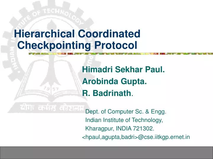 hierarchical coordinated checkpointing protocol