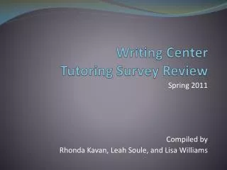 Writing Center Tutoring Survey Review