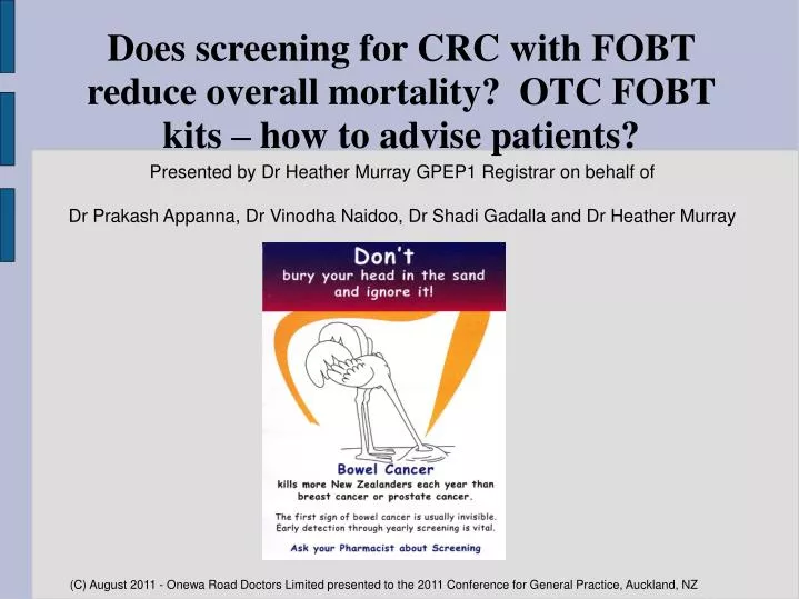 does screening for crc with fobt reduce overall mortality otc fobt kits how to advise patients