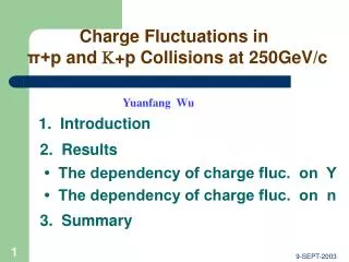 Charge Fluctuations in ?+ p and ?+ p Collisions at 250GeV/c Yuanfang Wu 1. Introduction
