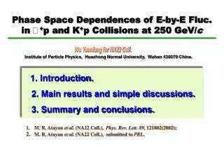 Phase Space Dependences of E-by-E Fluc. in ? + p and K + p Collisions at 250 GeV/ c