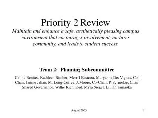 Team 2: Planning Subcommittee