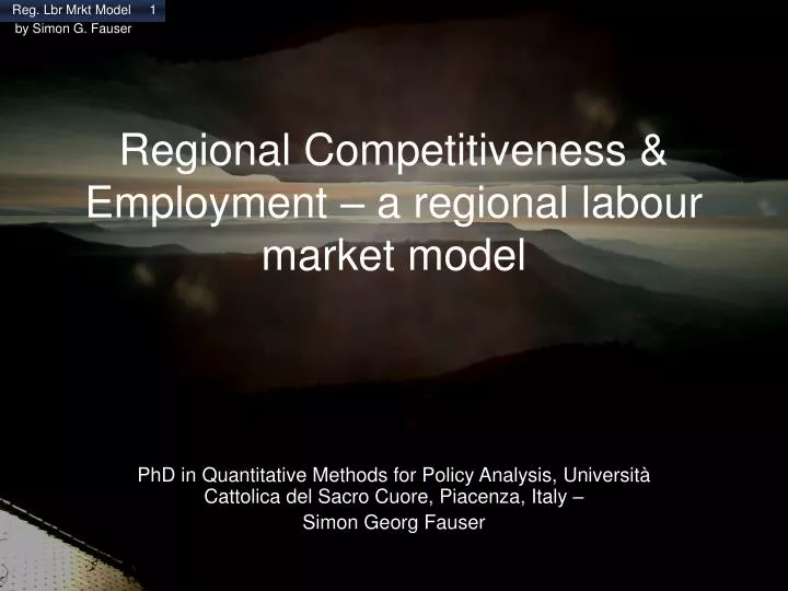 regional competitiveness employment a regional labour market model