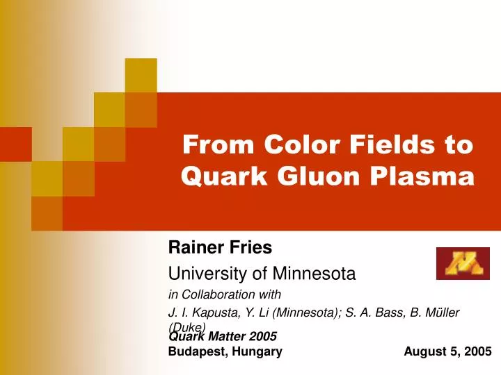 from color fields to quark gluon plasma