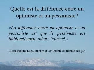 quelle est la diff rence entre un optimiste et un pessimiste
