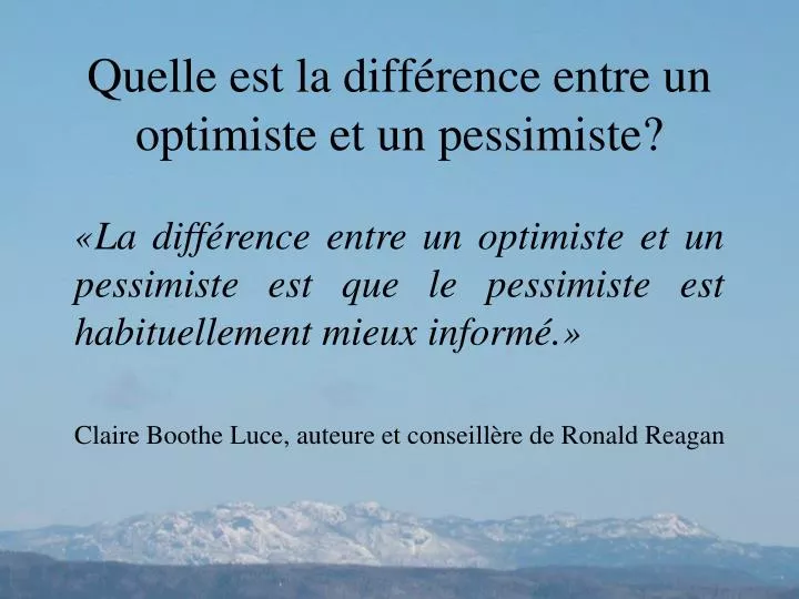 quelle est la diff rence entre un optimiste et un pessimiste