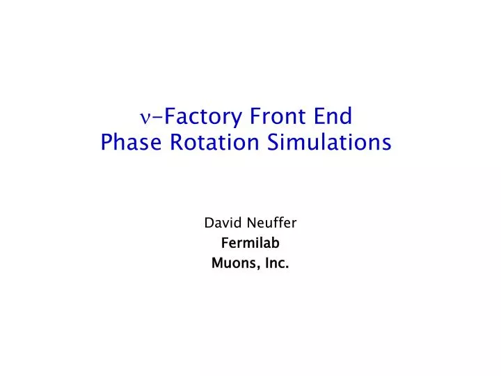 factory front end phase rotation simulations