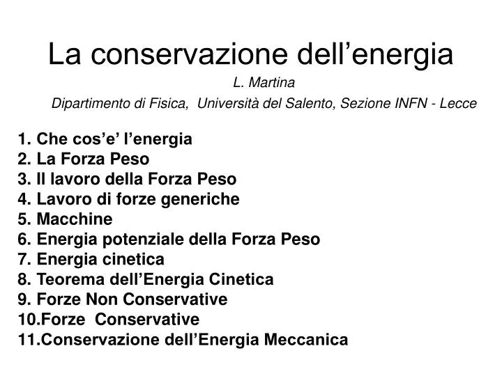 la conservazione dell energia