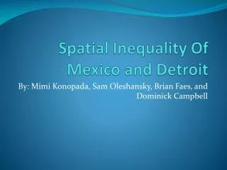 Spatial Inequality Of Mexico and Detroit