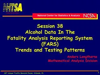 Session 38 Alcohol Data In The Fatality Analysis Reporting System (FARS)