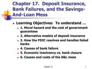 Chapter 17. Deposit Insurance, Bank Failures, and the Savings-And-Loan Mess