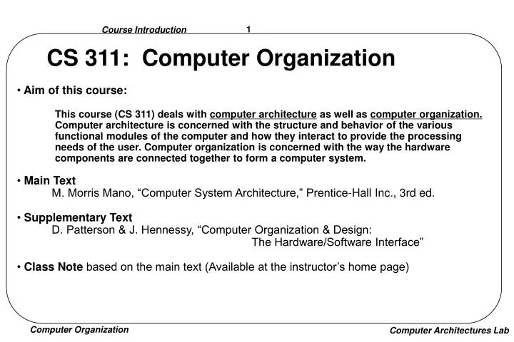 cs 311 computer organization