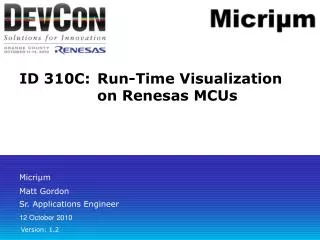 ID 310C:	Run-Time Visualization on Renesas MCUs