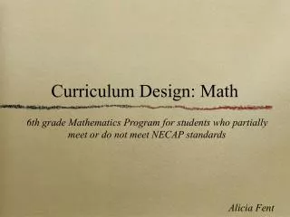 Curriculum Design: Math