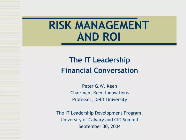 risk management and roi