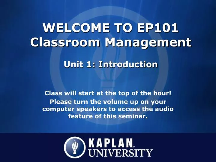 welcome to ep101 classroom management unit 1 introduction