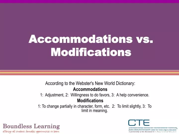 accommodations vs modifications