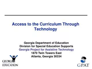 Access to the Curriculum Through Technology