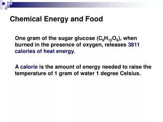 Chemical Energy and Food