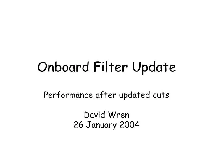 onboard filter update