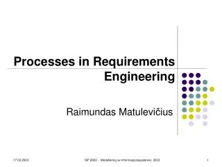 Processes in Requirements Engineering