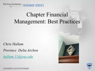 Chapter Financial Management: Best Practices