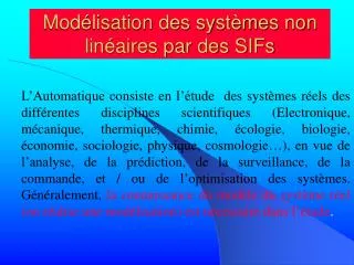 mod lisation des syst mes non lin aires par des sifs