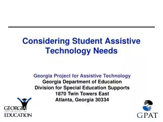 Considering Student Assistive Technology Needs